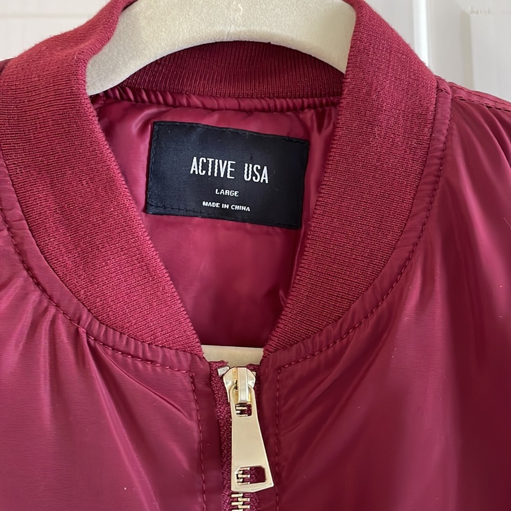 Maroon Bomber Jacket - image 3